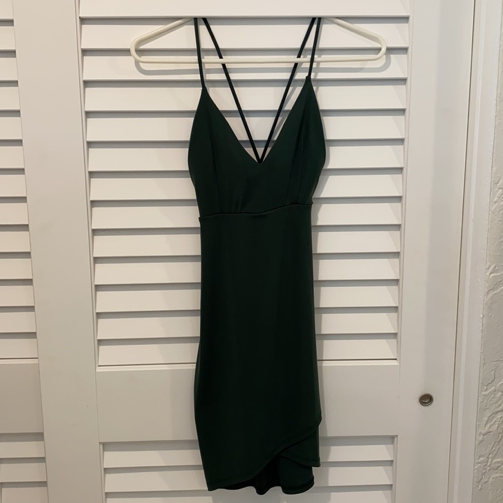 Tight forest green mini dress